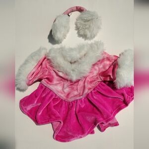 Build a Bear Pink Winter Dress with Ear Muffs